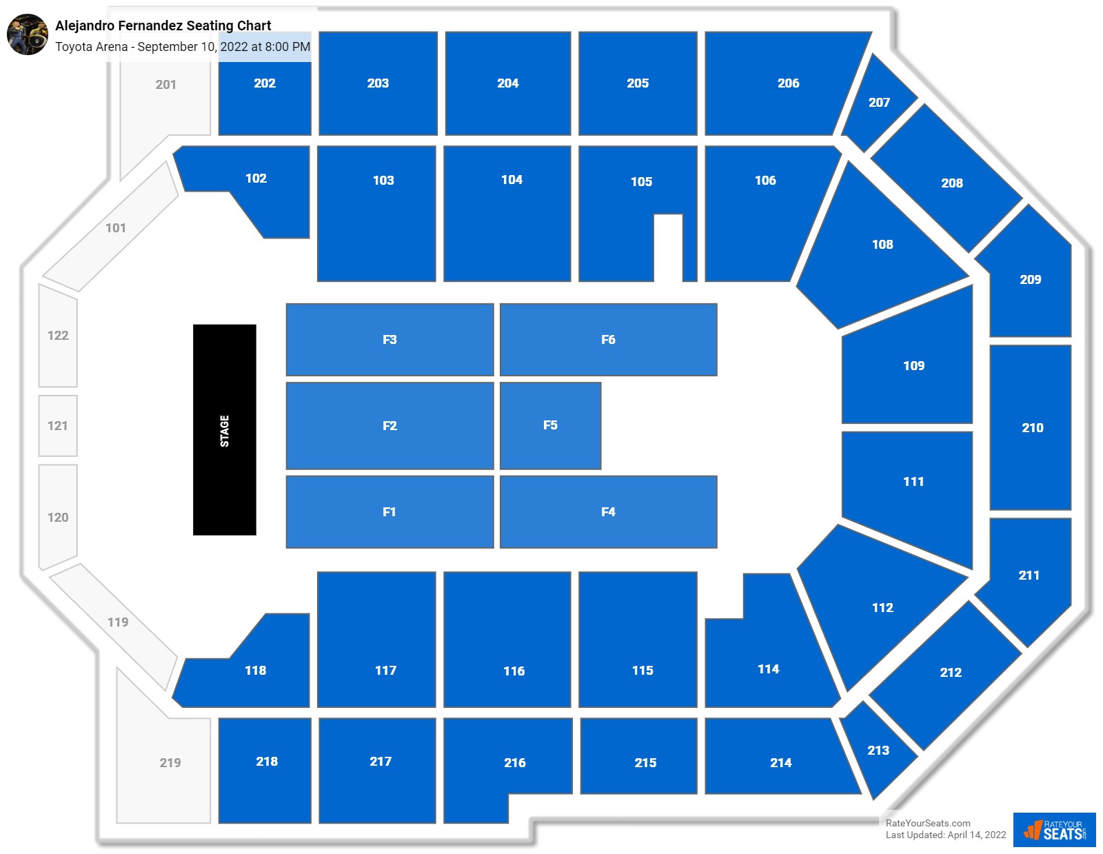 Alejandro Fernandez seating chart Toyota Arena
