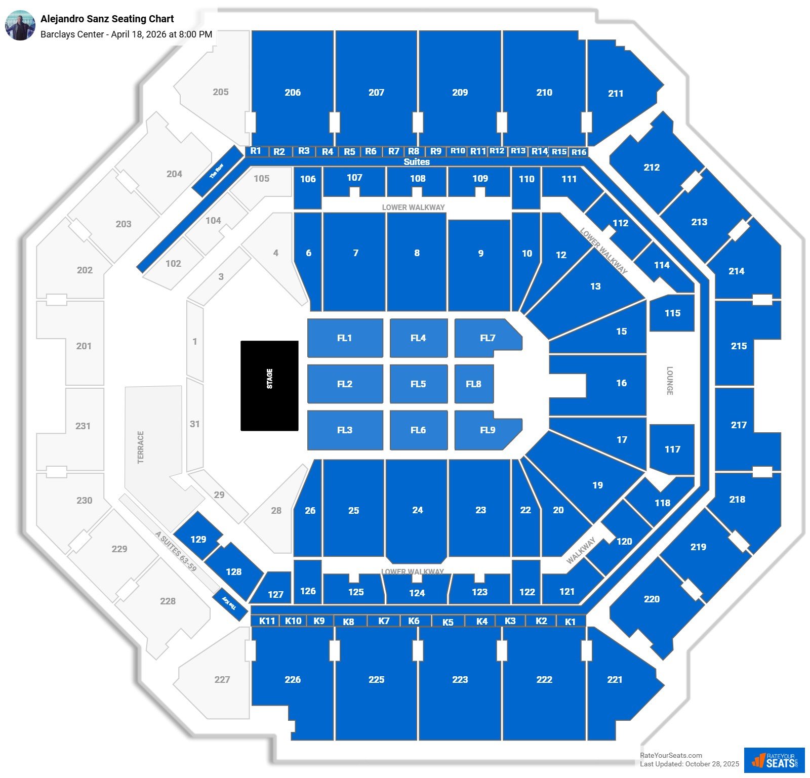 Alejandro Sanz seating chart Barclays Center