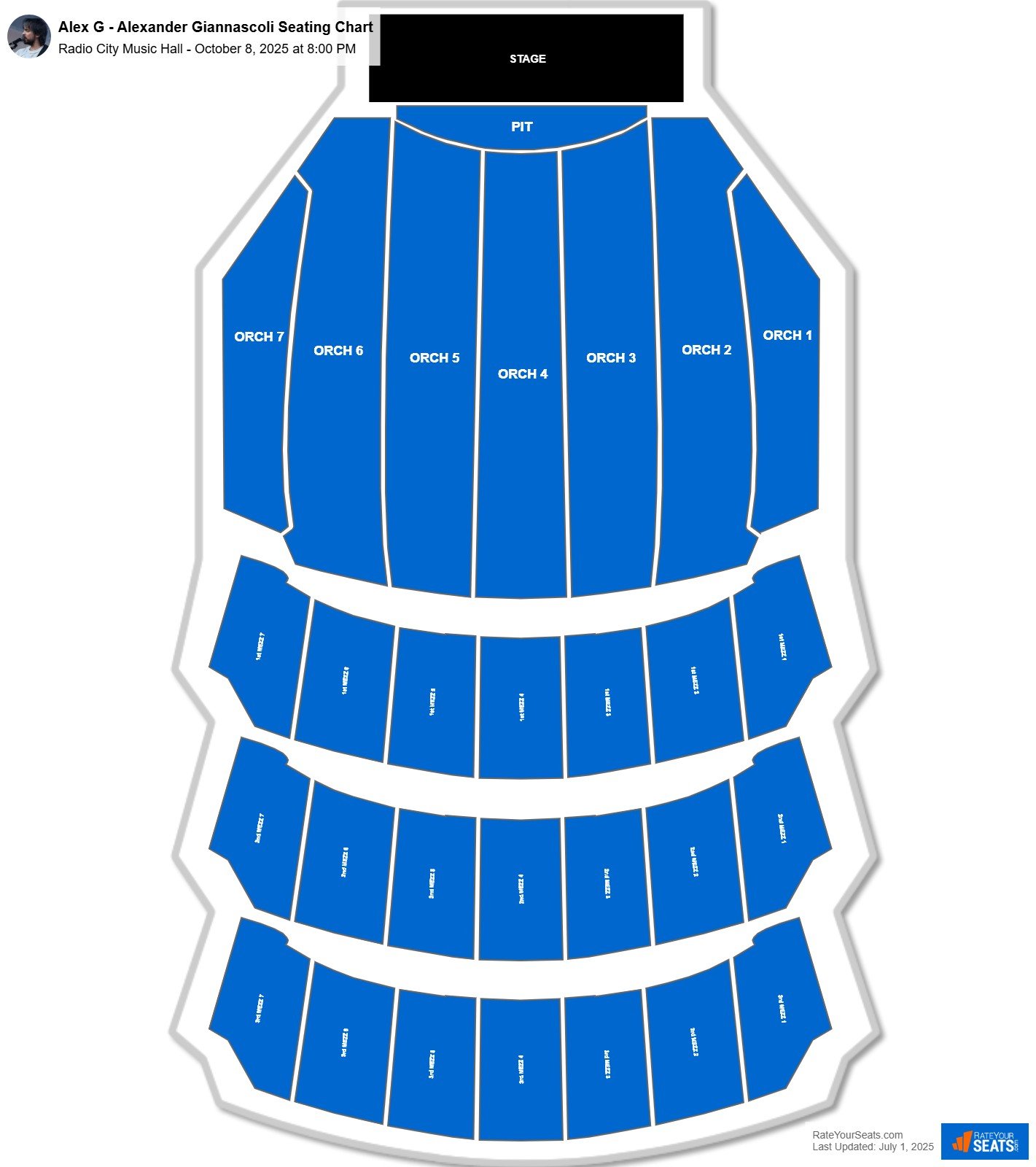 Alex G - Alexander Giannascoli seating chart Radio City Music Hall