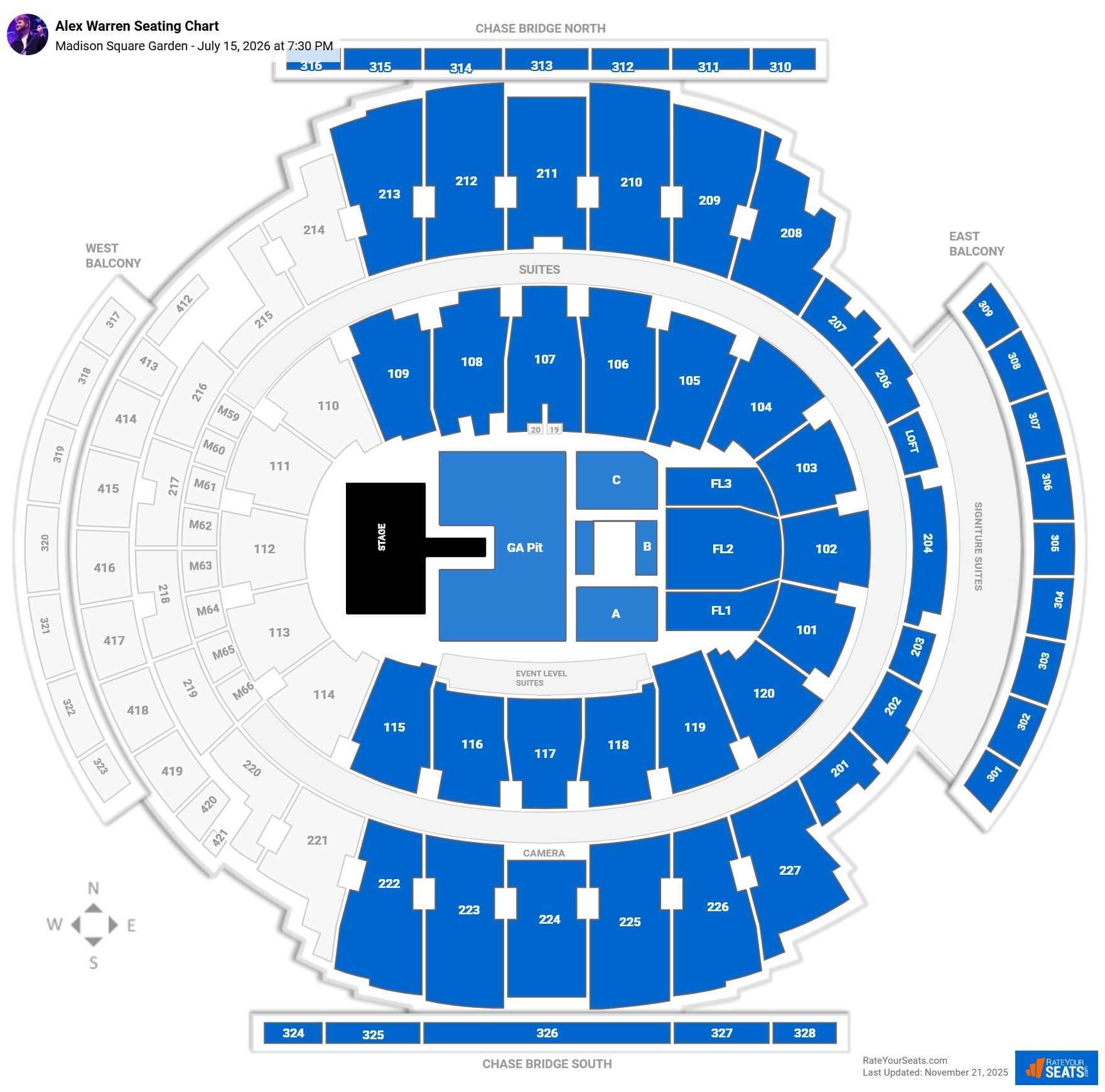 Alex Warren seating chart Madison Square Garden