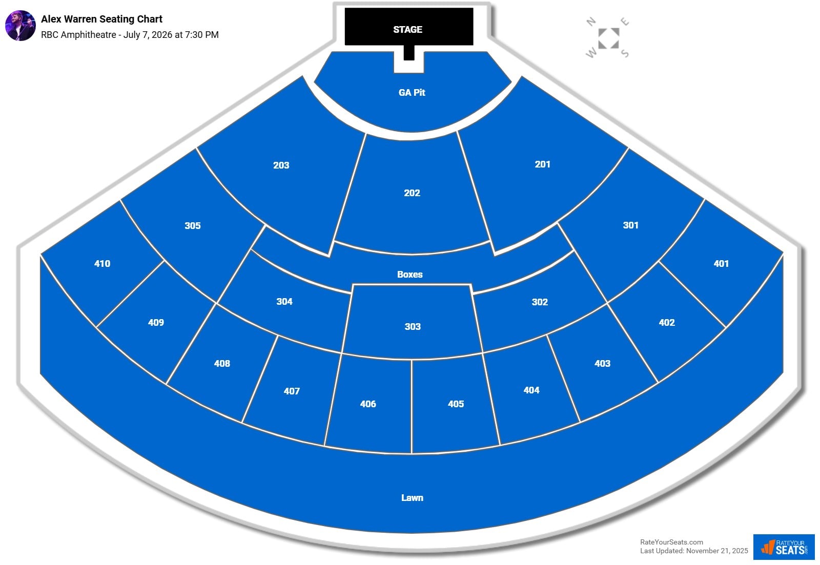 Alex Warren seating chart RBC Amphitheatre