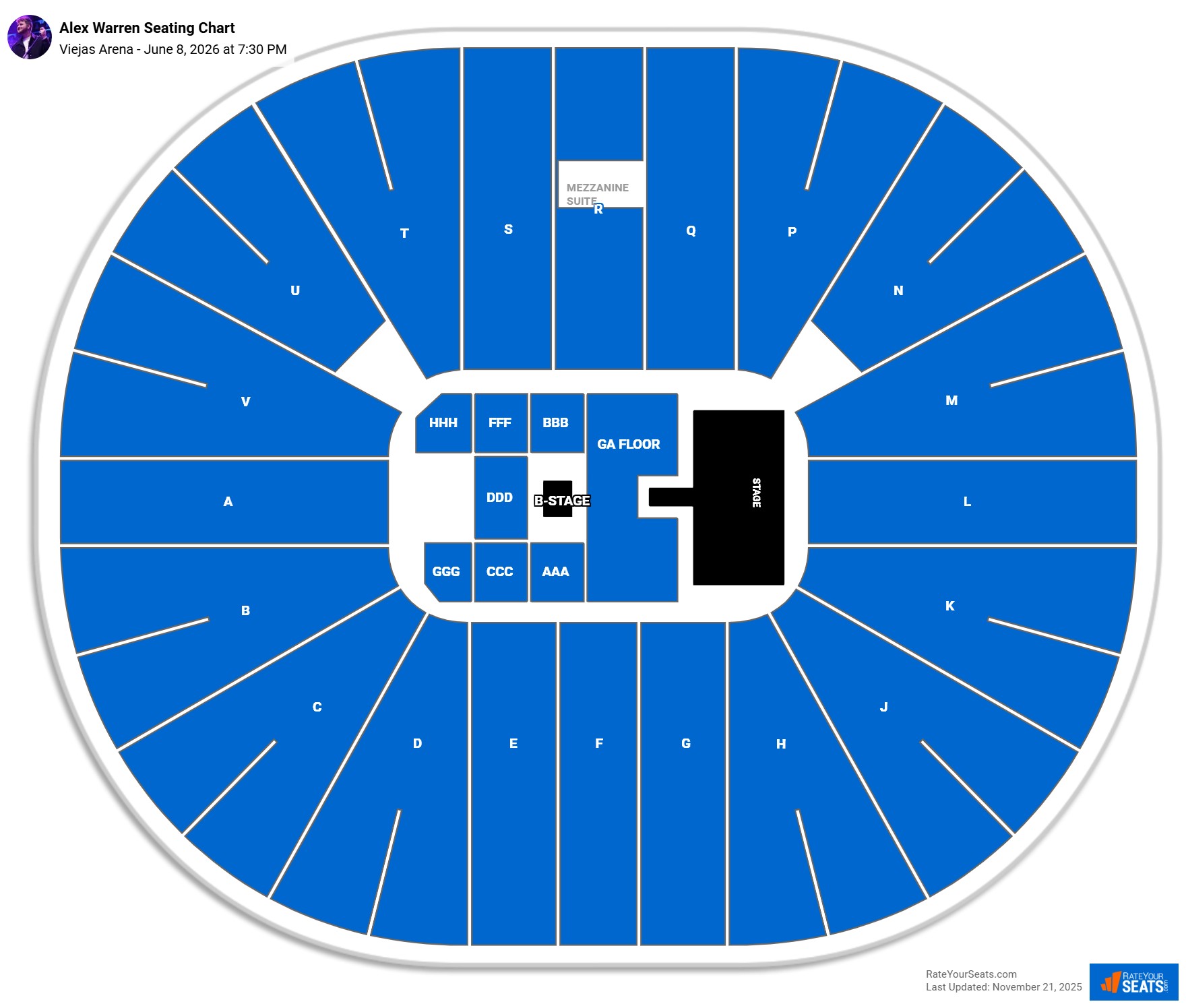 Alex Warren seating chart Viejas Arena