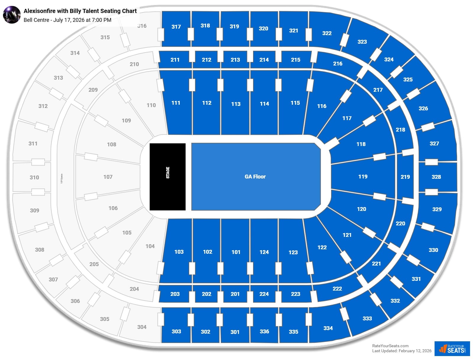 Alexisonfire with Billy Talent seating chart Bell Centre