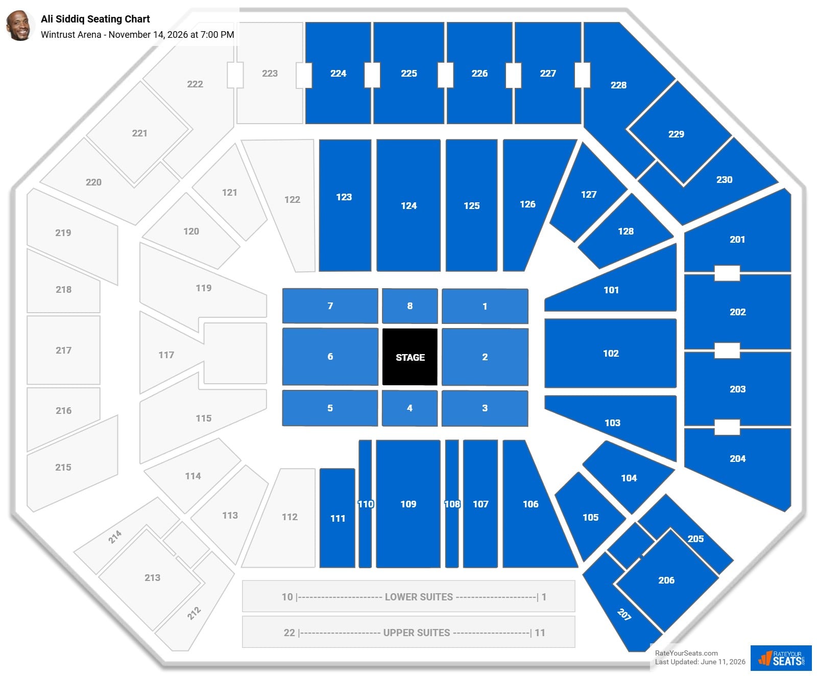 Ali Siddiq Seating Chart at Wintrust Arena