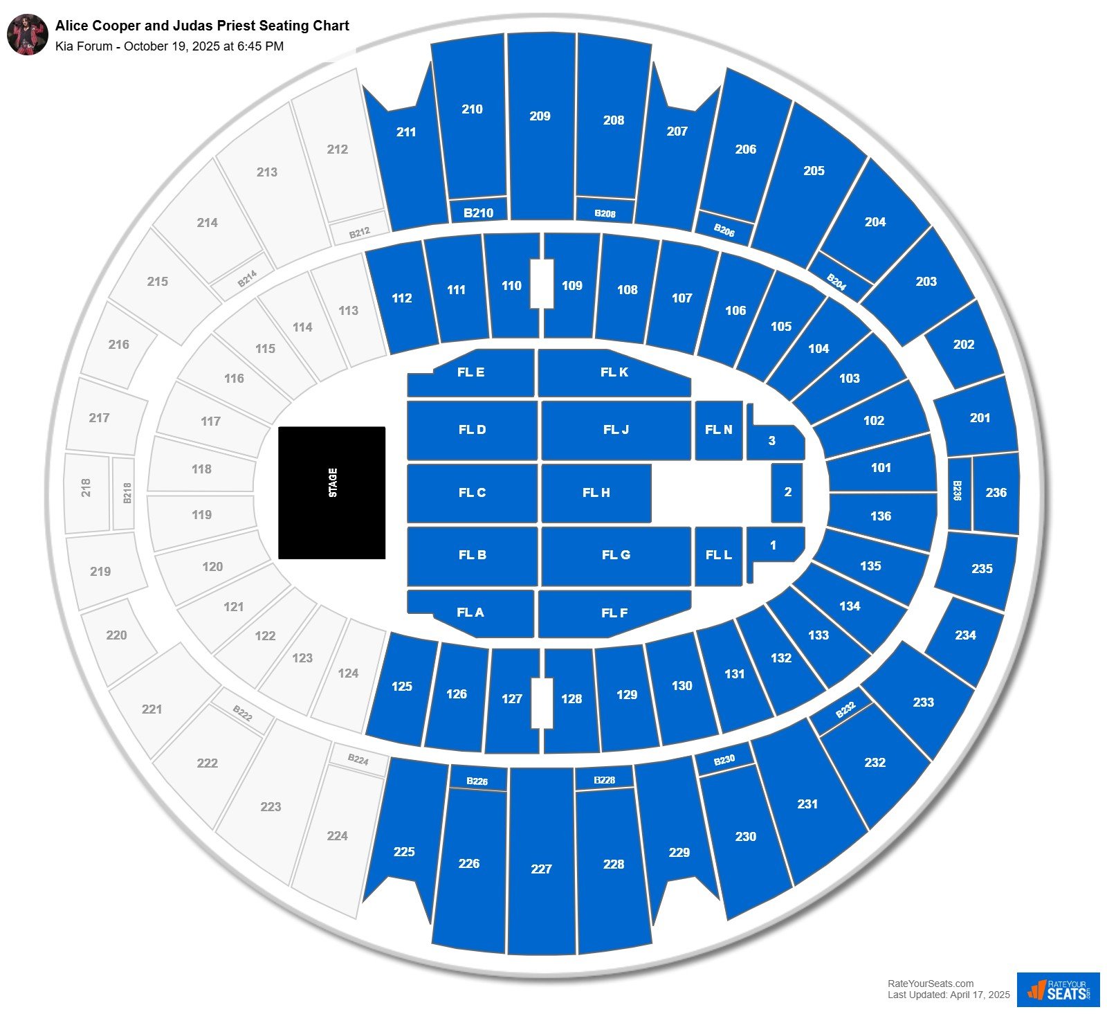 Alice Cooper and Judas Priest seating chart Kia Forum