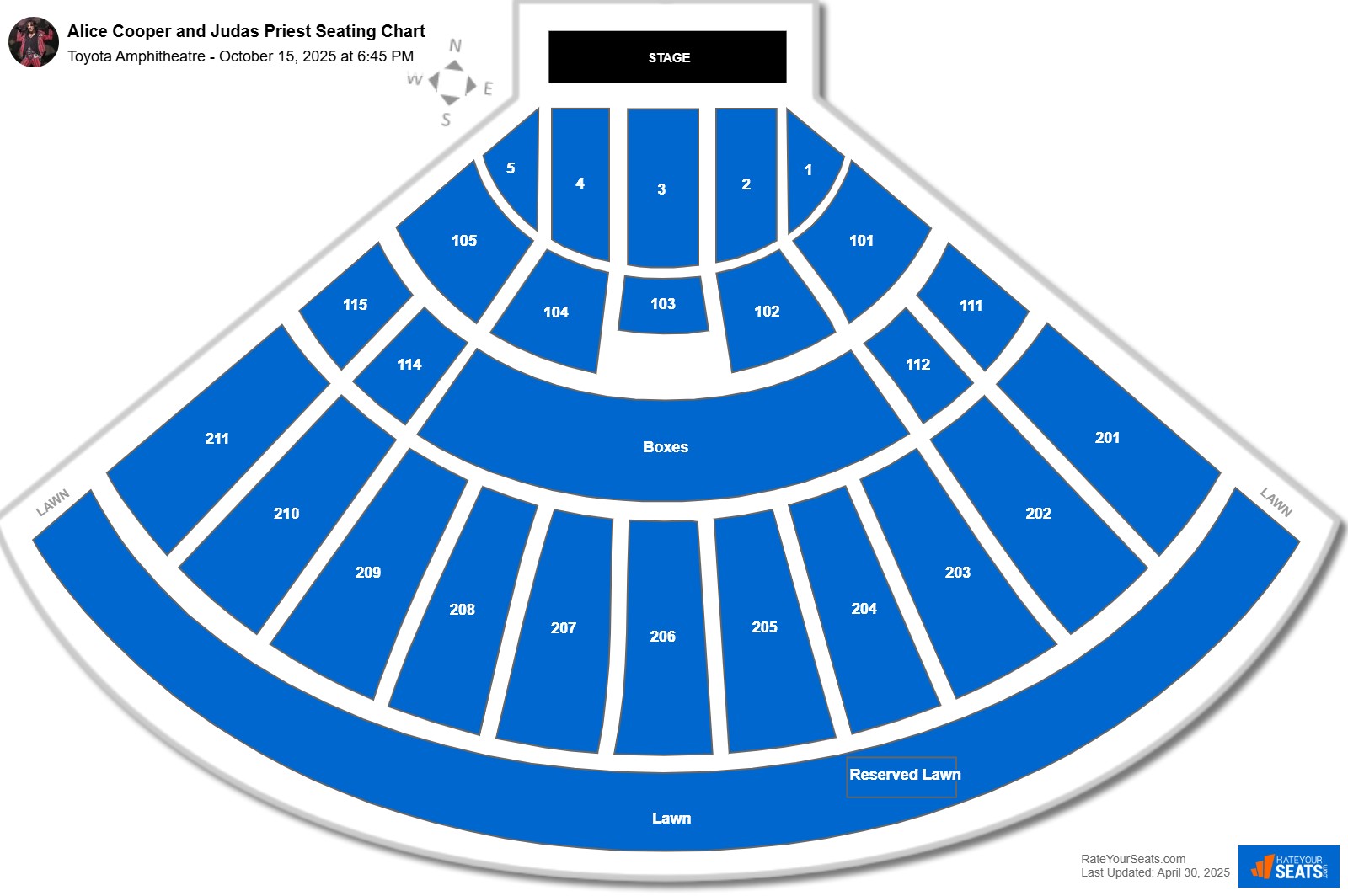 Alice Cooper and Judas Priest seating chart Toyota Amphitheatre
