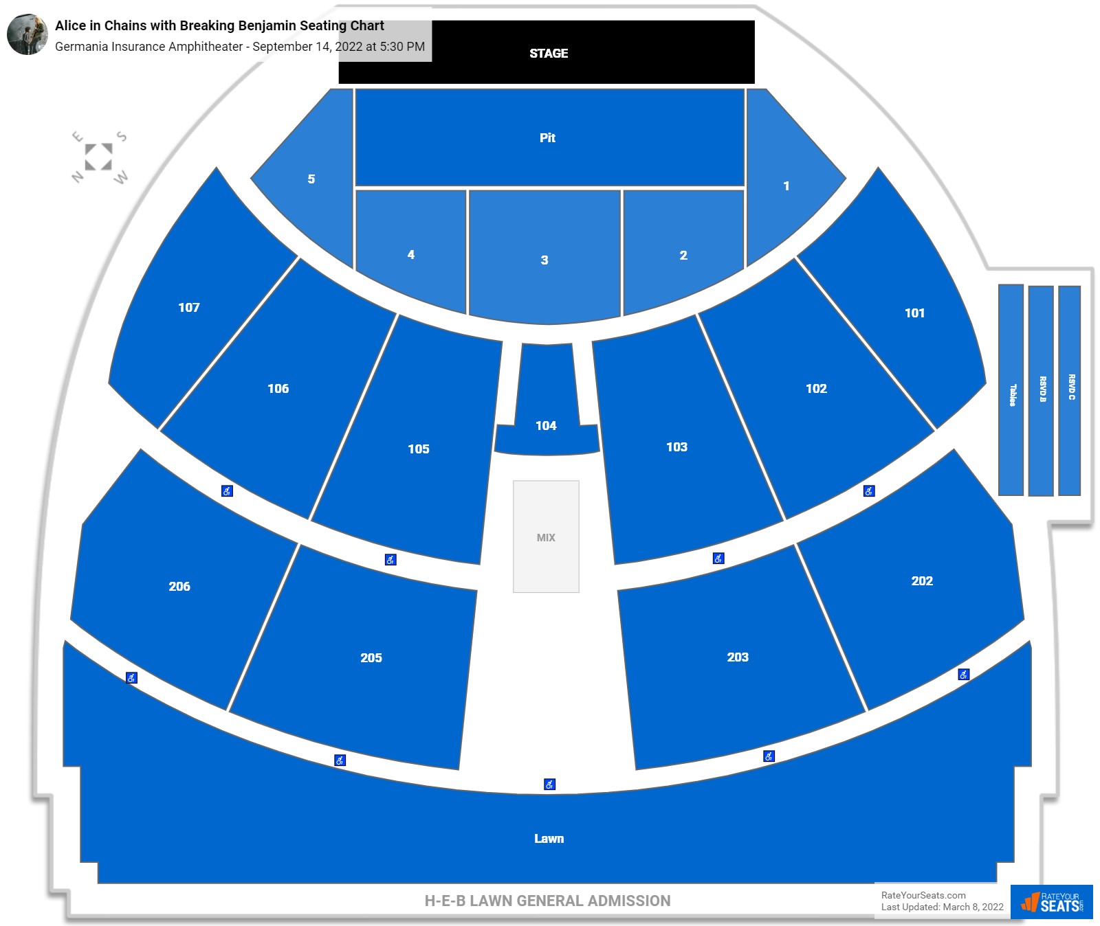 Alice in Chains with Breaking Benjamin seating chart Germania Insurance Amphitheater