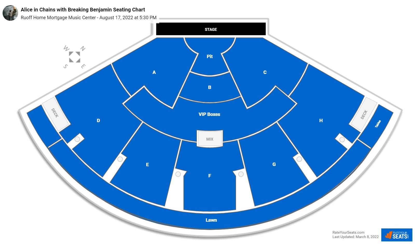 Alice in Chains with Breaking Benjamin seating chart Ruoff Home Mortgage Music Center