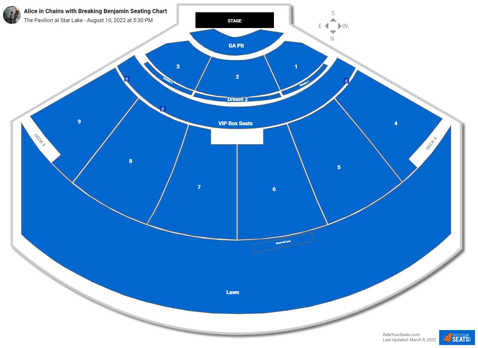 Alice in Chains with Breaking Benjamin seating chart The Pavilion at Star Lake