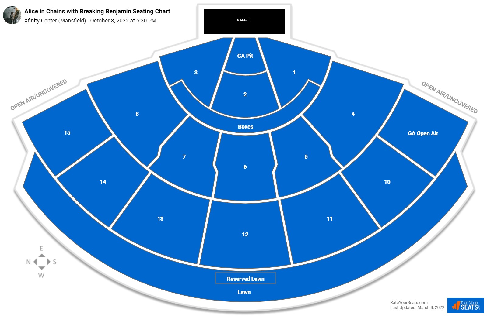 Alice in Chains with Breaking Benjamin seating chart Xfinity Center (Mansfield)
