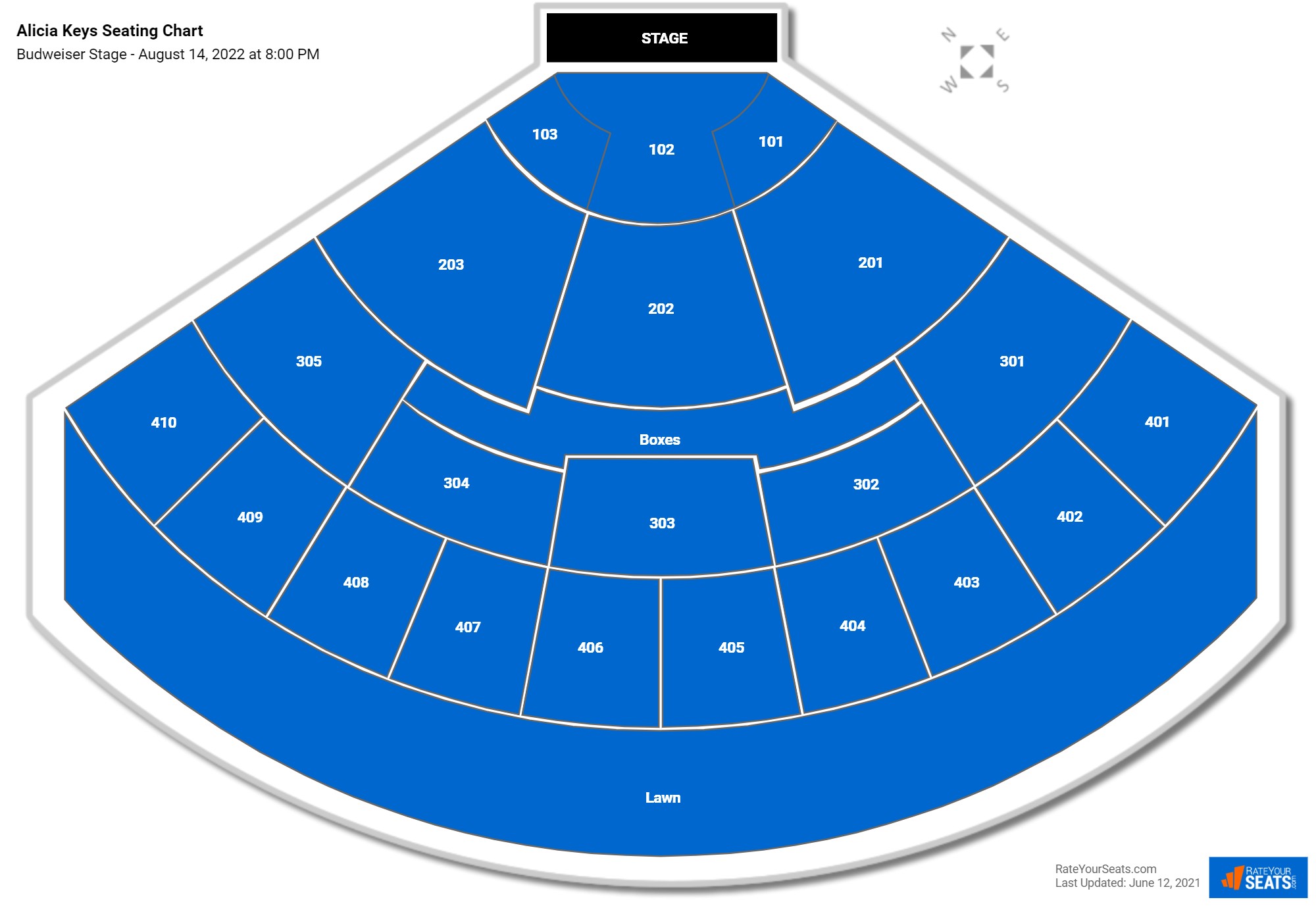 Alicia Keys seating chart Budweiser Stage