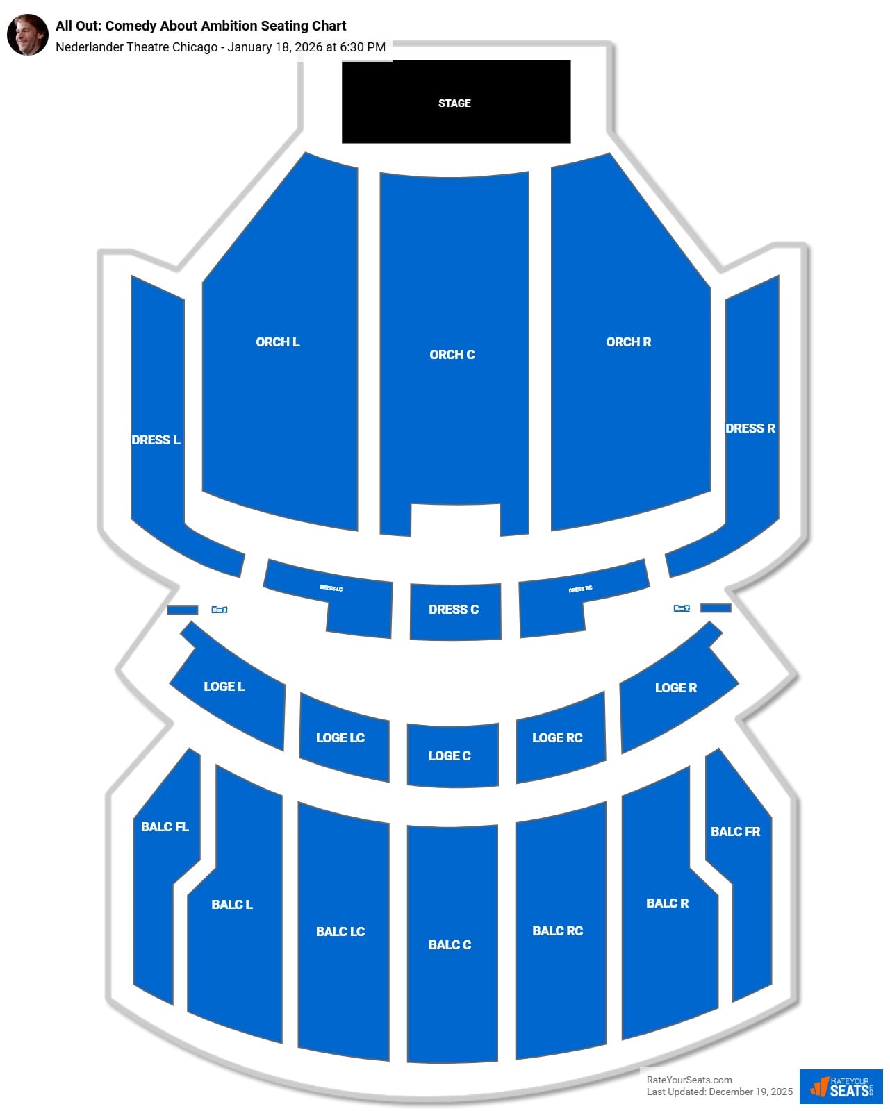 All Out: Comedy About Ambition seating chart Nederlander Theatre Chicago