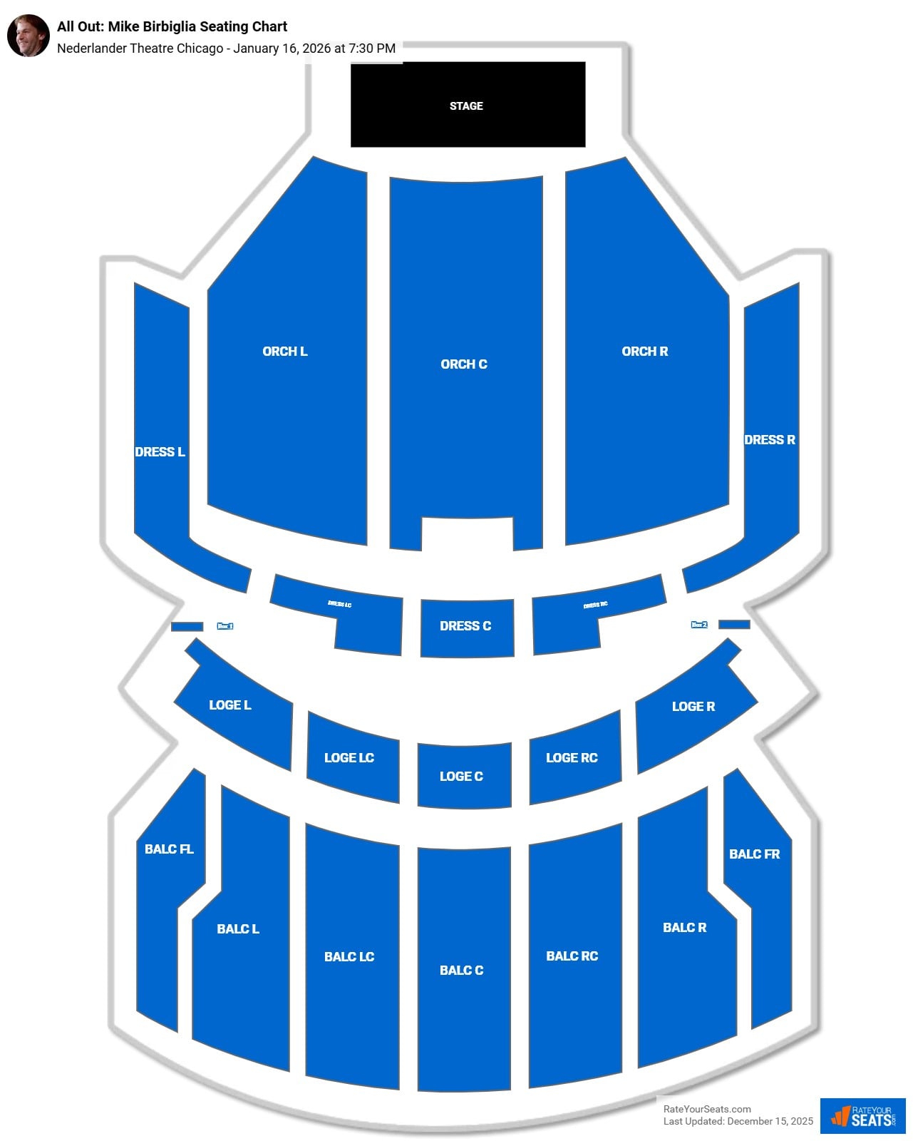 All Out: Mike Birbiglia seating chart Nederlander Theatre Chicago