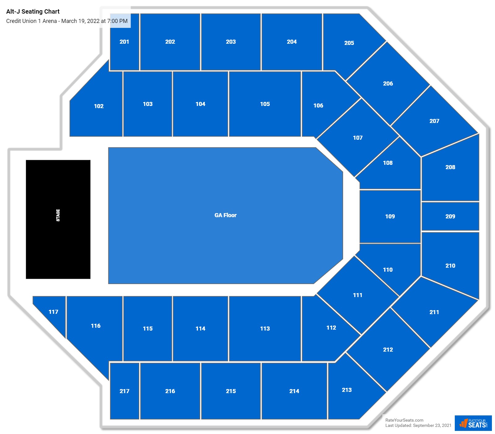 Alt-J seating chart Credit Union 1 Arena