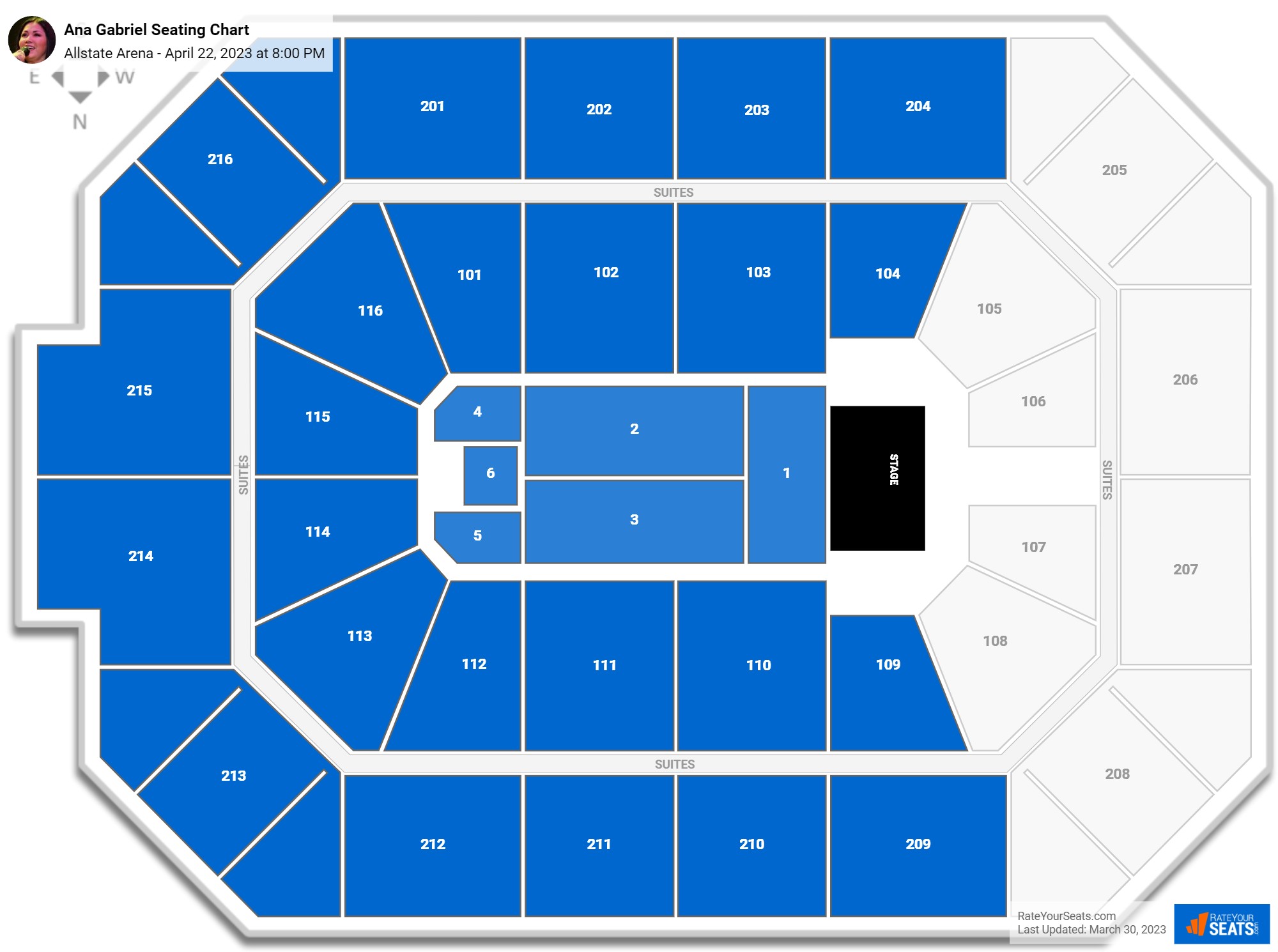 Ana Gabriel seating chart Allstate Arena