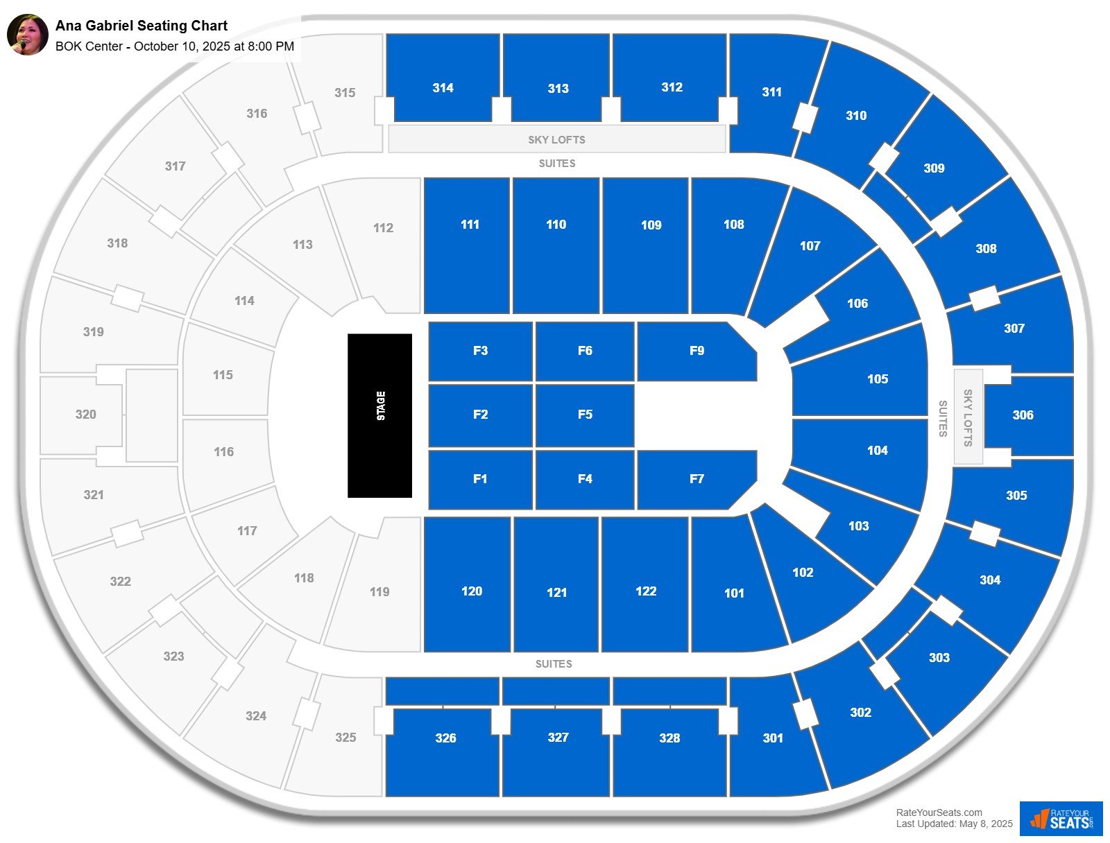 Ana Gabriel seating chart BOK Center