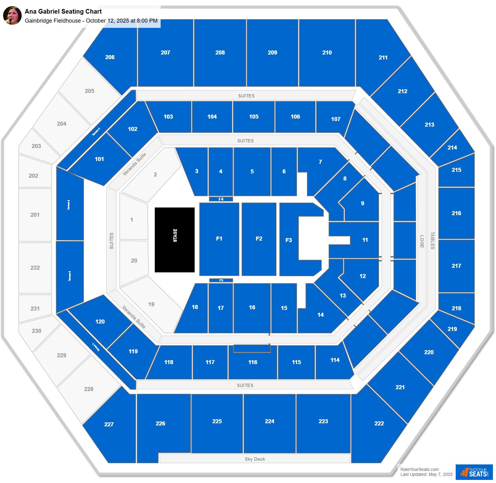 Ana Gabriel seating chart Gainbridge Fieldhouse
