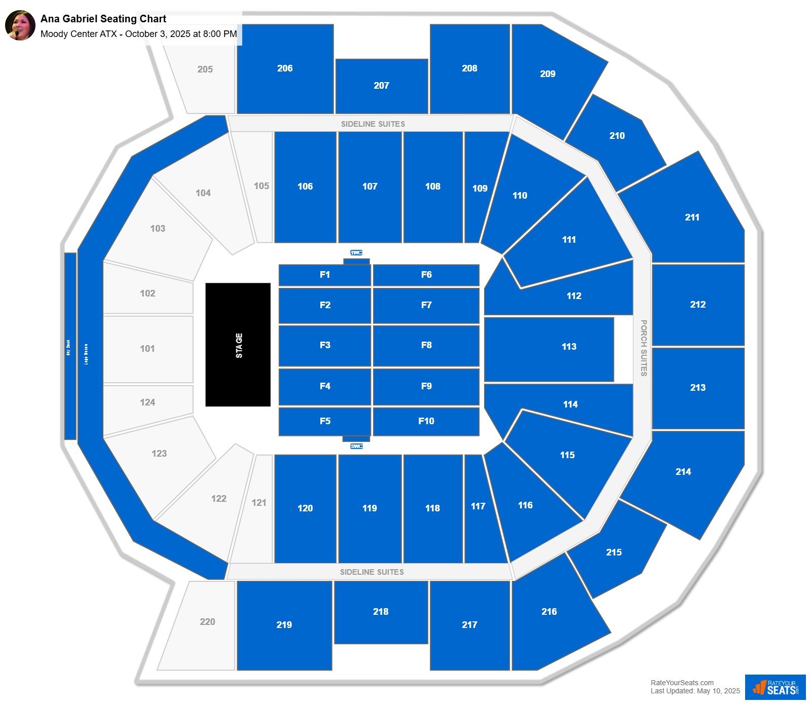 Ana Gabriel seating chart Moody Center ATX