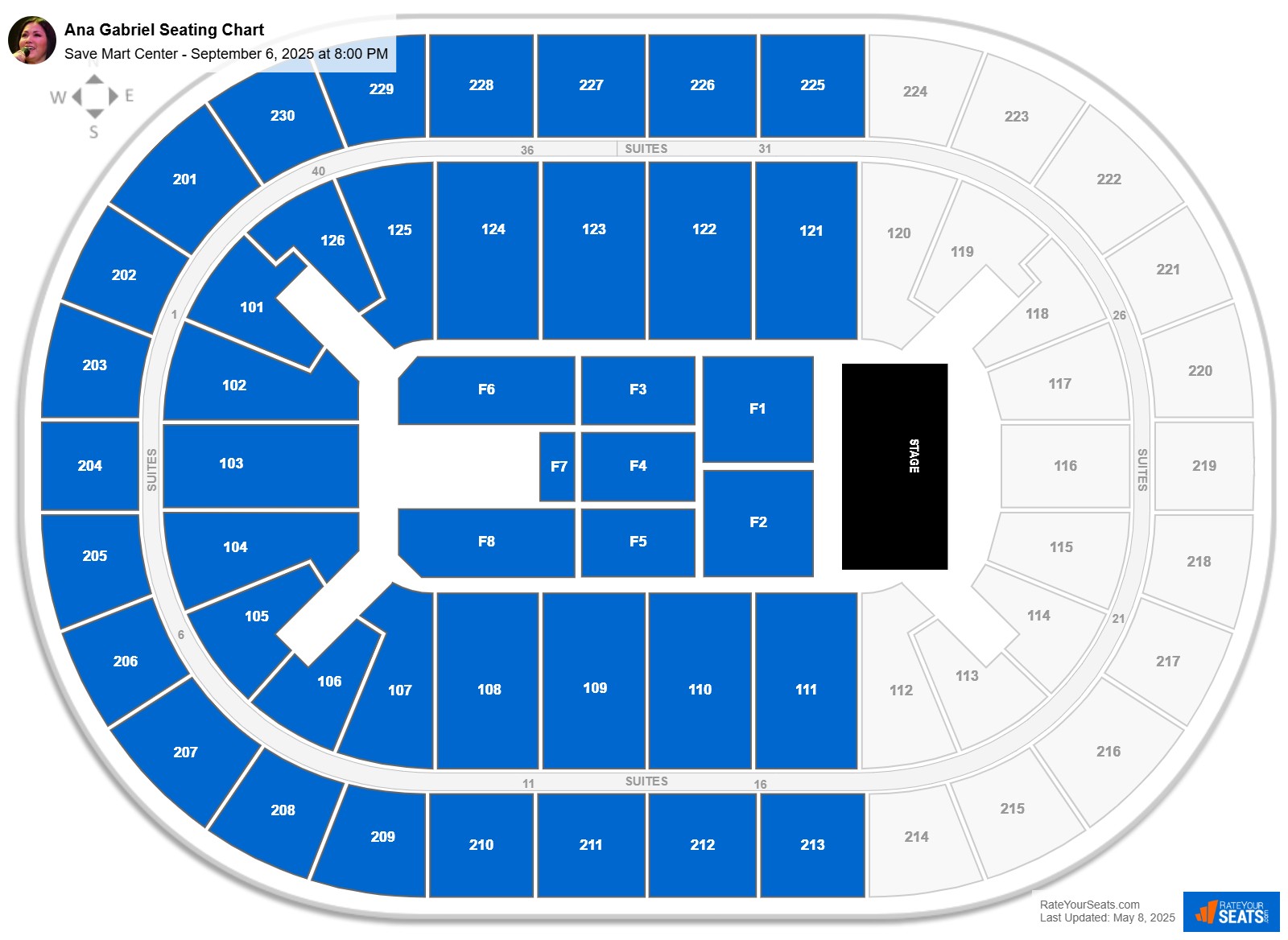 Ana Gabriel seating chart Save Mart Center