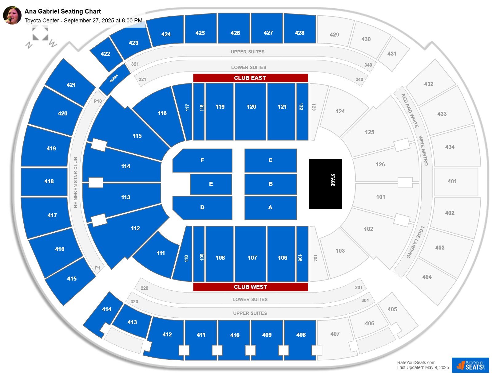 Ana Gabriel seating chart Toyota Center