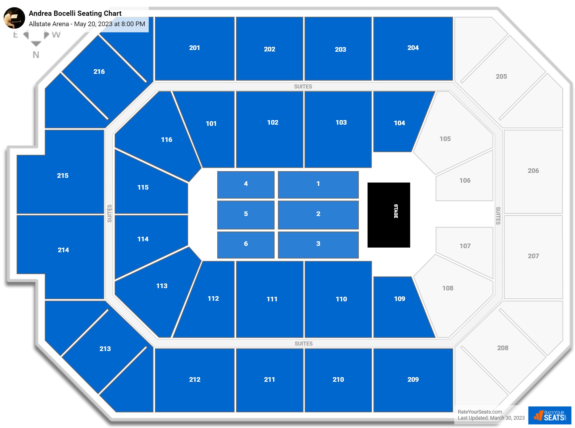 Andrea Bocelli seating chart Allstate Arena
