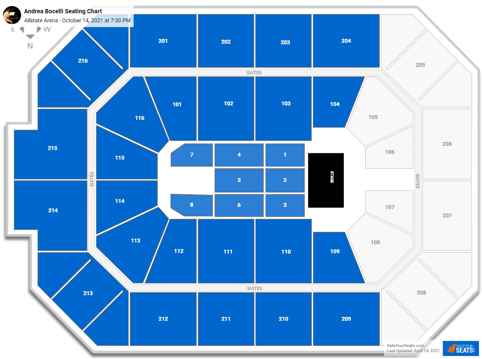 Andrea Bocelli seating chart Allstate Arena