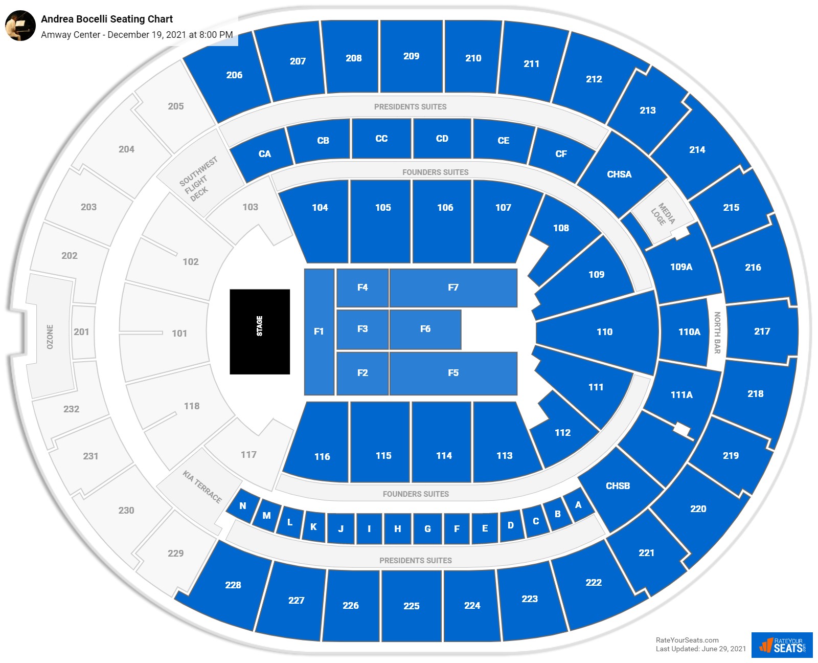 Andrea Bocelli seating chart Amway Center