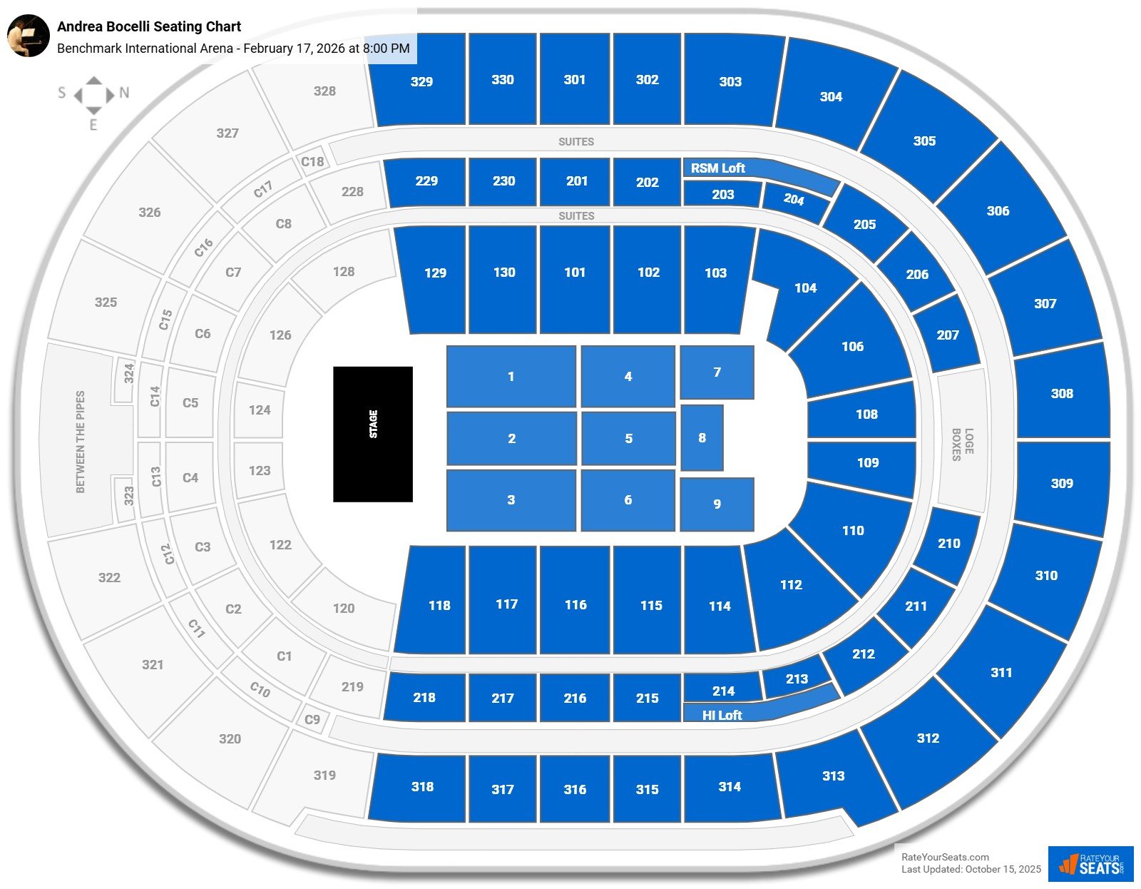 Andrea Bocelli seating chart Benchmark International Arena