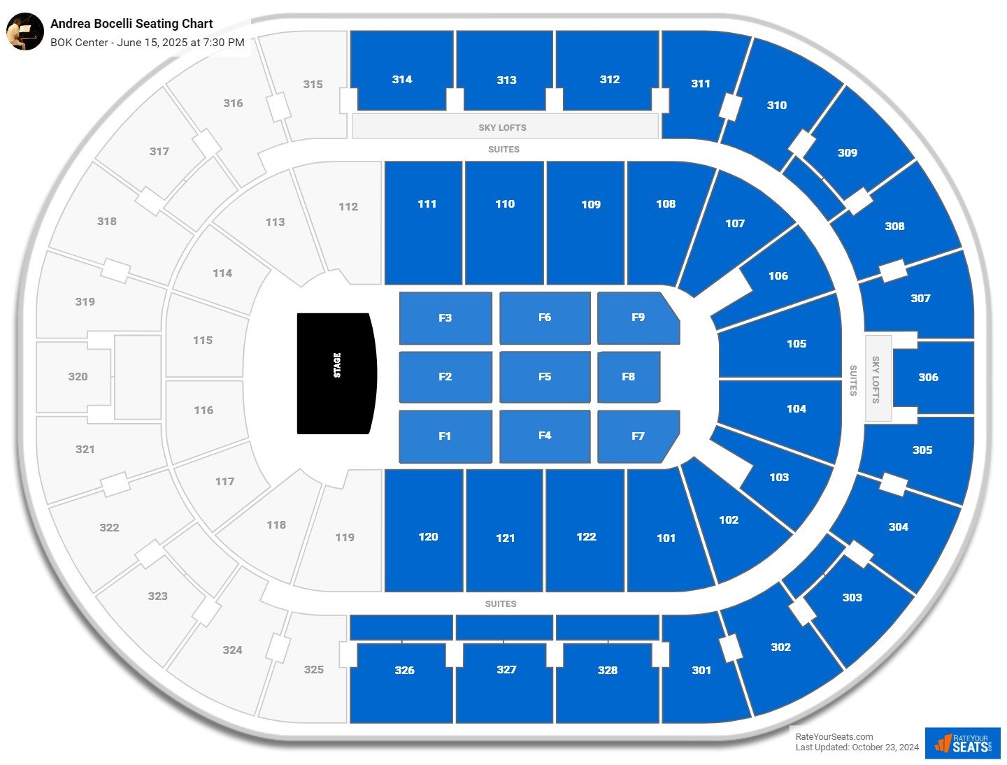 Andrea Bocelli seating chart BOK Center