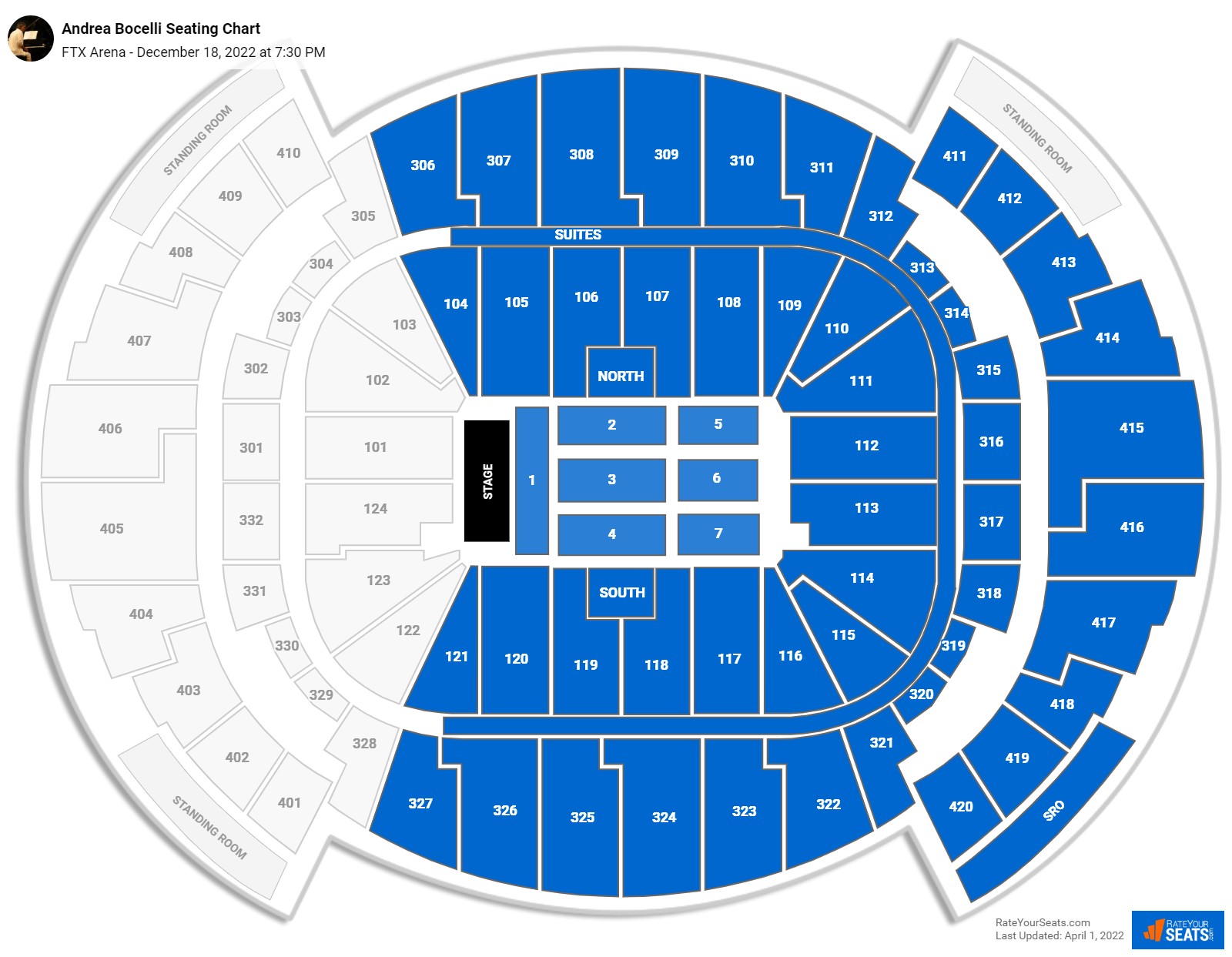 Andrea Bocelli seating chart FTX Arena
