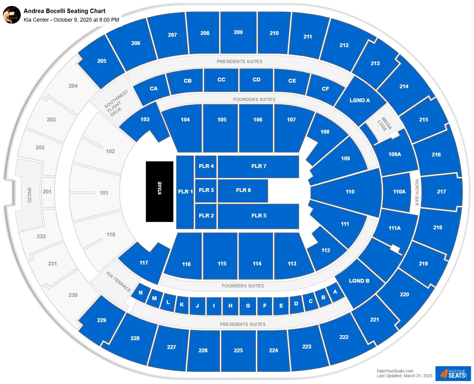 Andrea Bocelli seating chart Kia Center