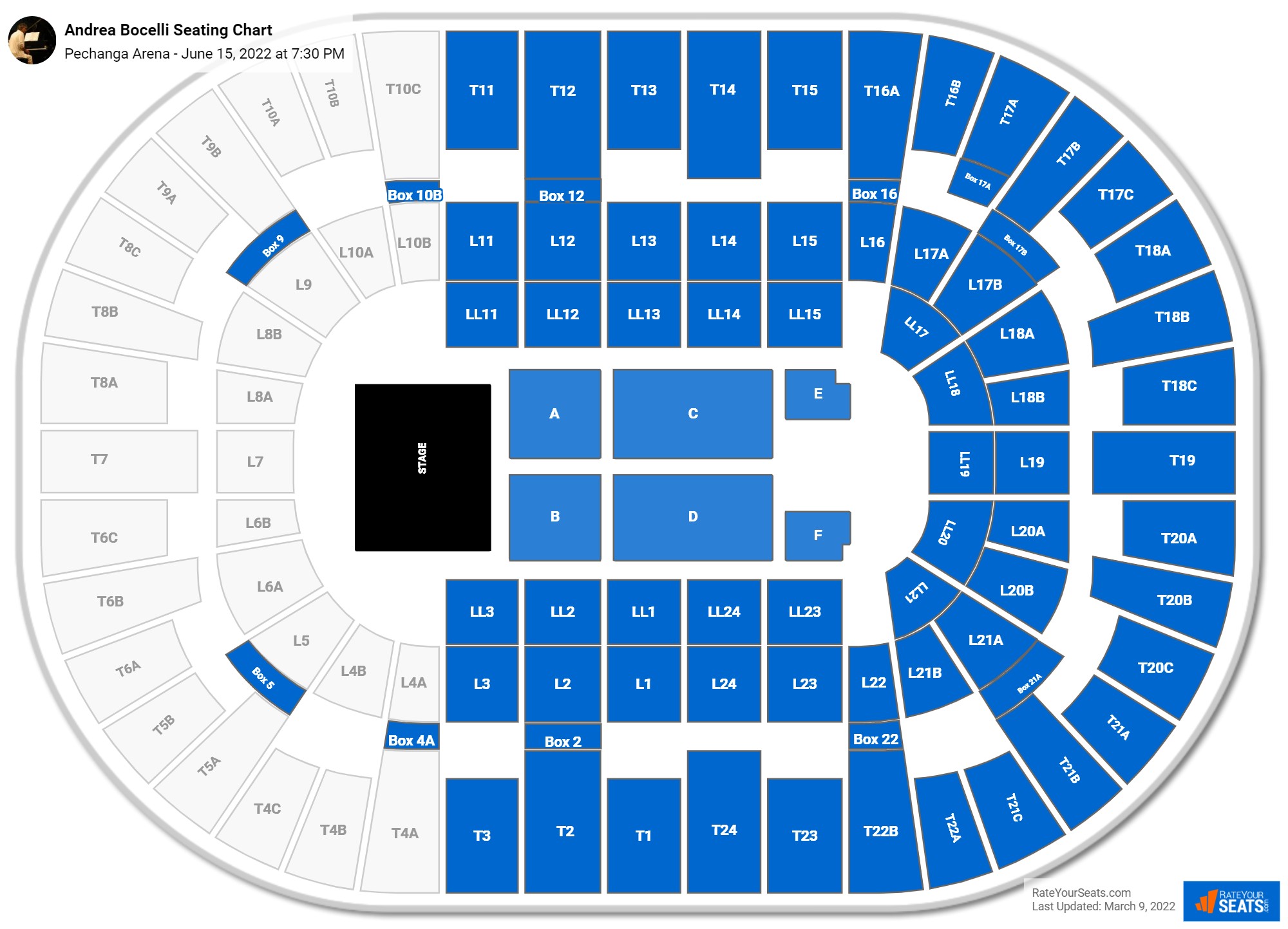 Andrea Bocelli seating chart Pechanga Arena