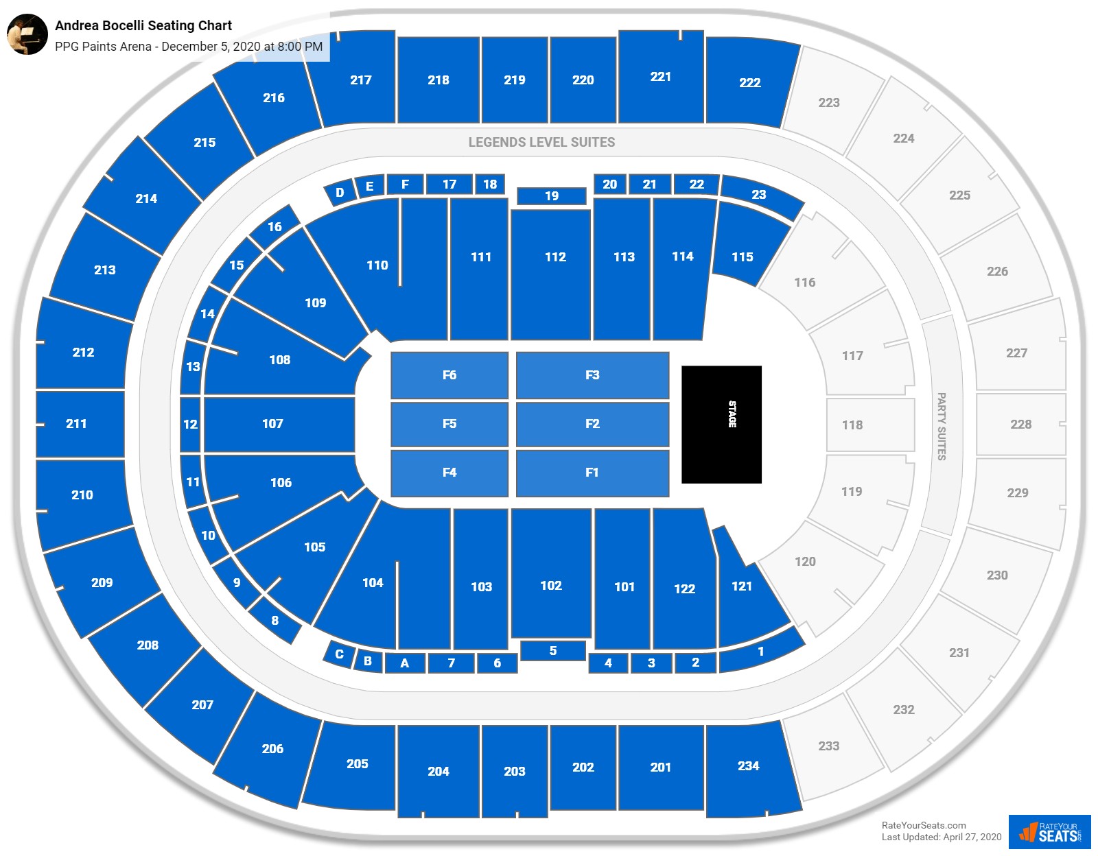 Andrea Bocelli seating chart PPG Paints Arena