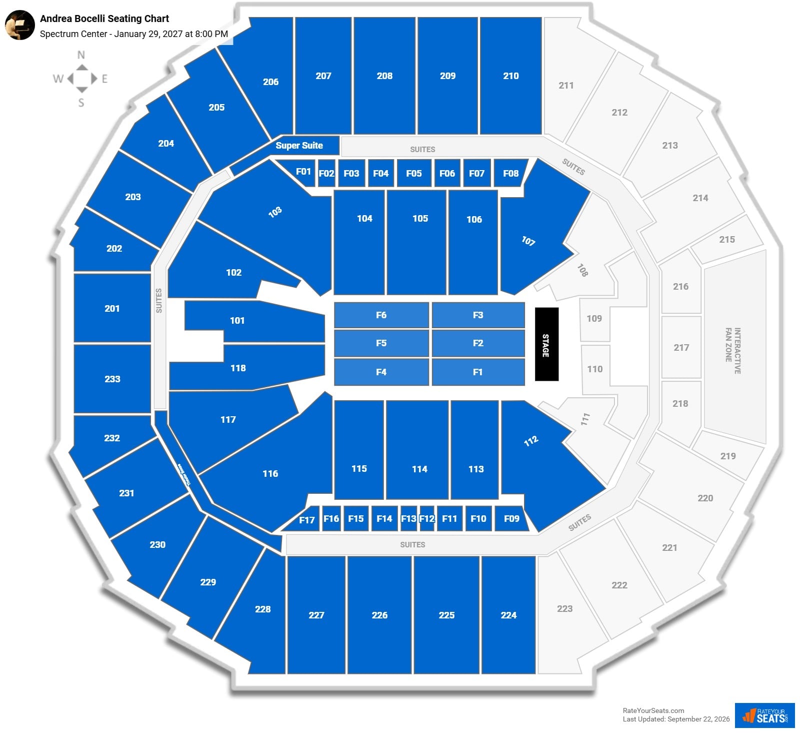 Andrea Bocelli Seating Chart at Spectrum Center