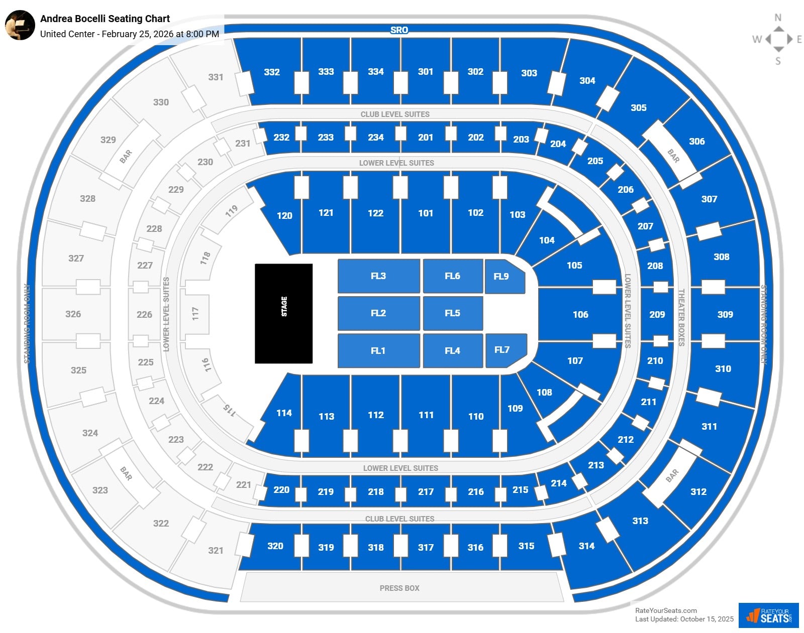 Andrea Bocelli seating chart United Center