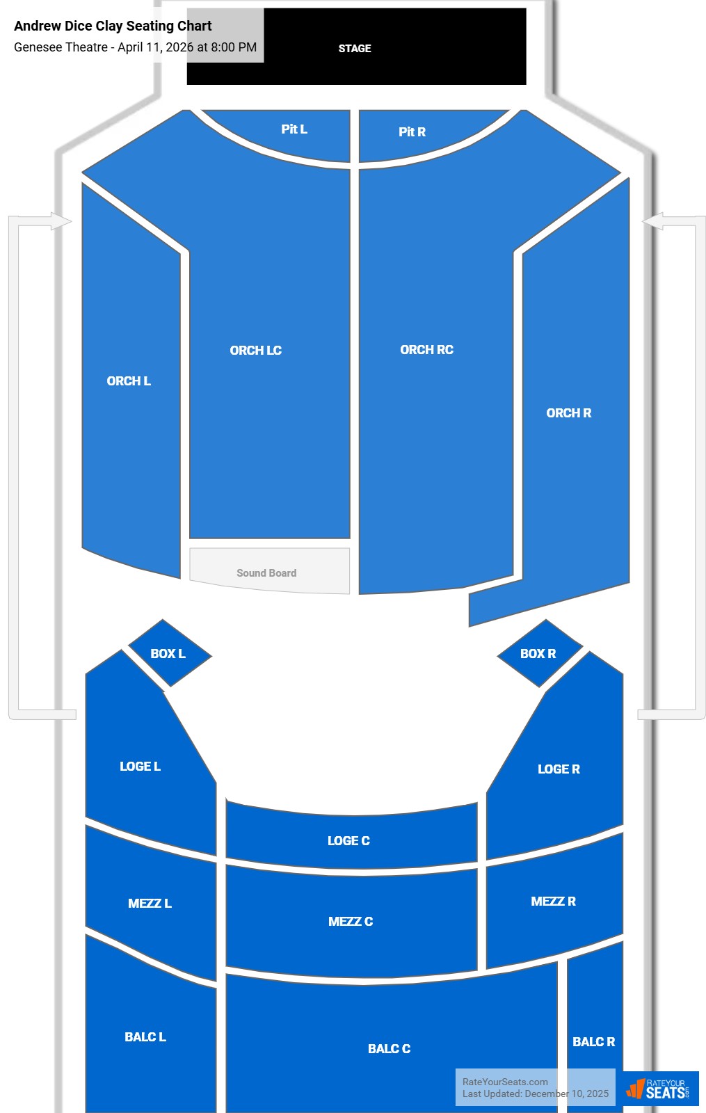 Andrew Dice Clay seating chart Genesee Theatre