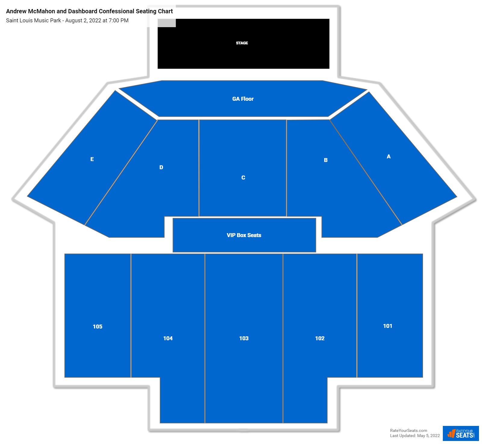 Andrew McMahon and Dashboard Confessional seating chart Saint Louis Music Park