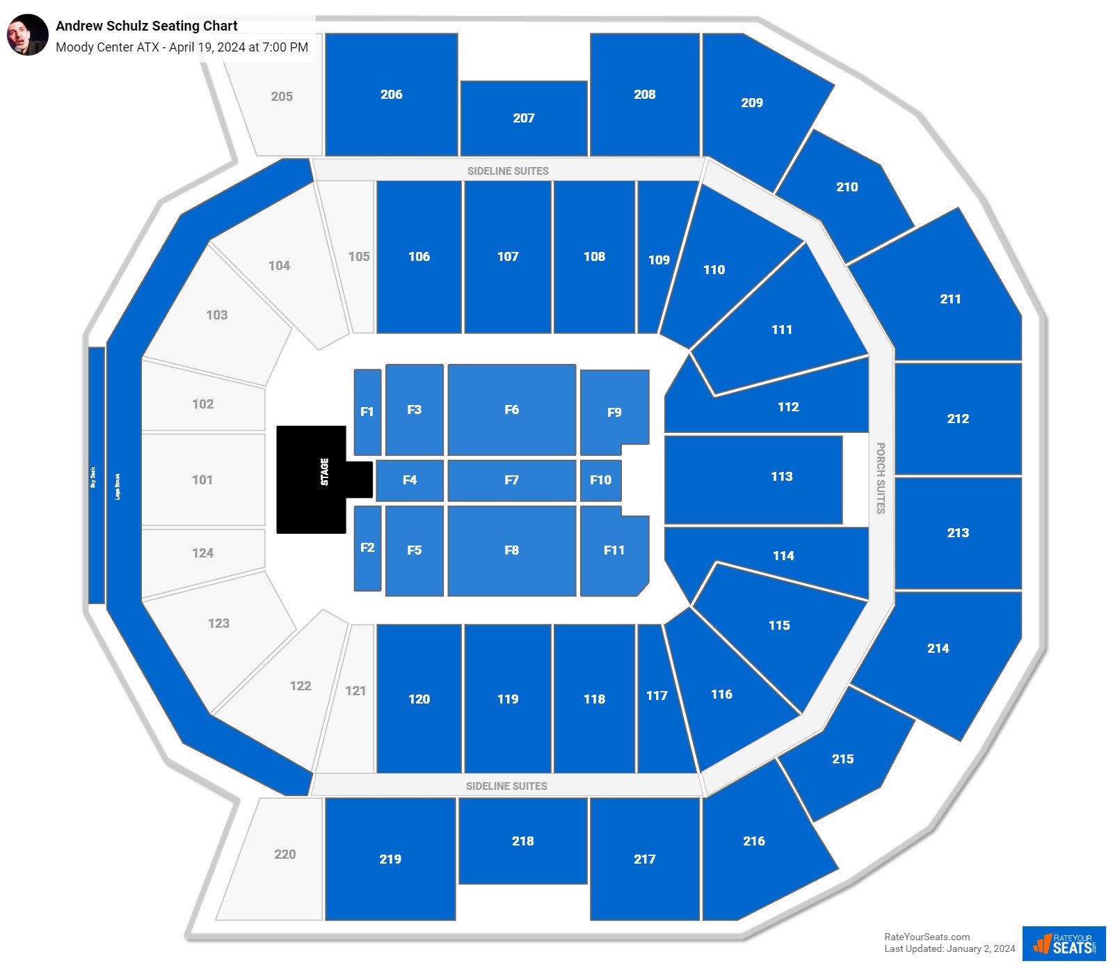 Andrew Schulz seating chart Moody Center ATX