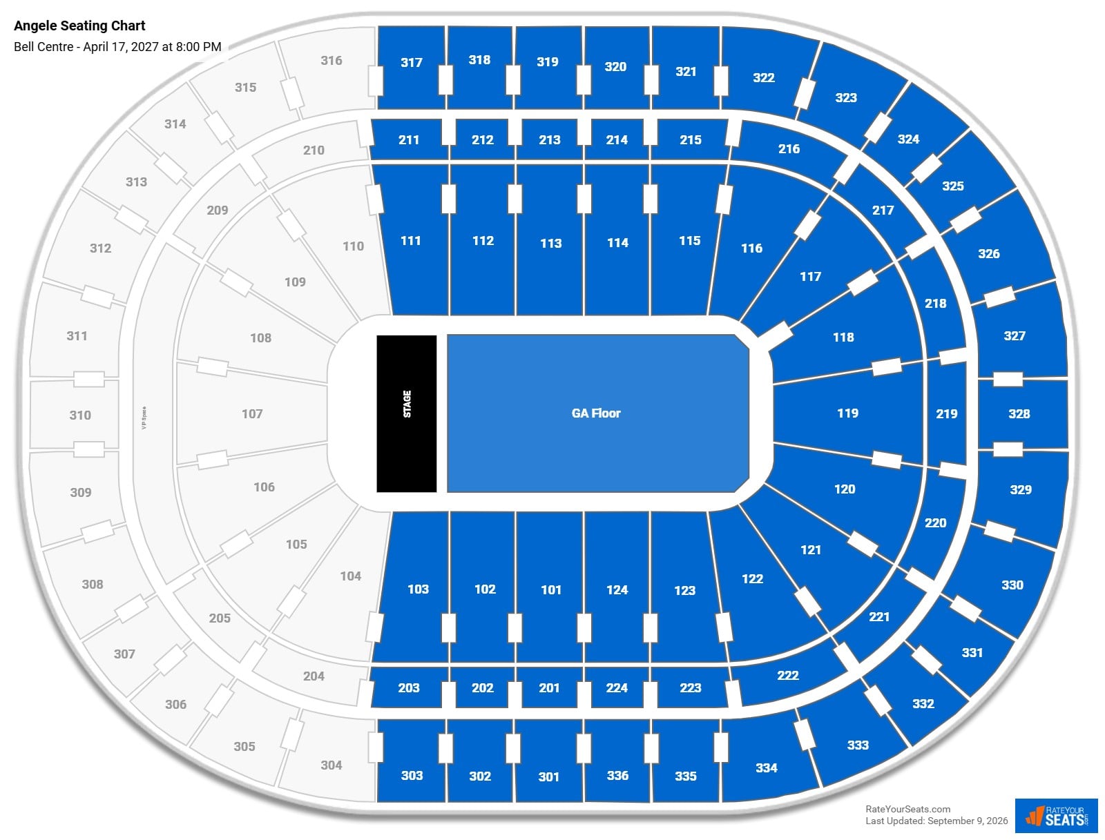 Angele Seating Chart at Bell Centre