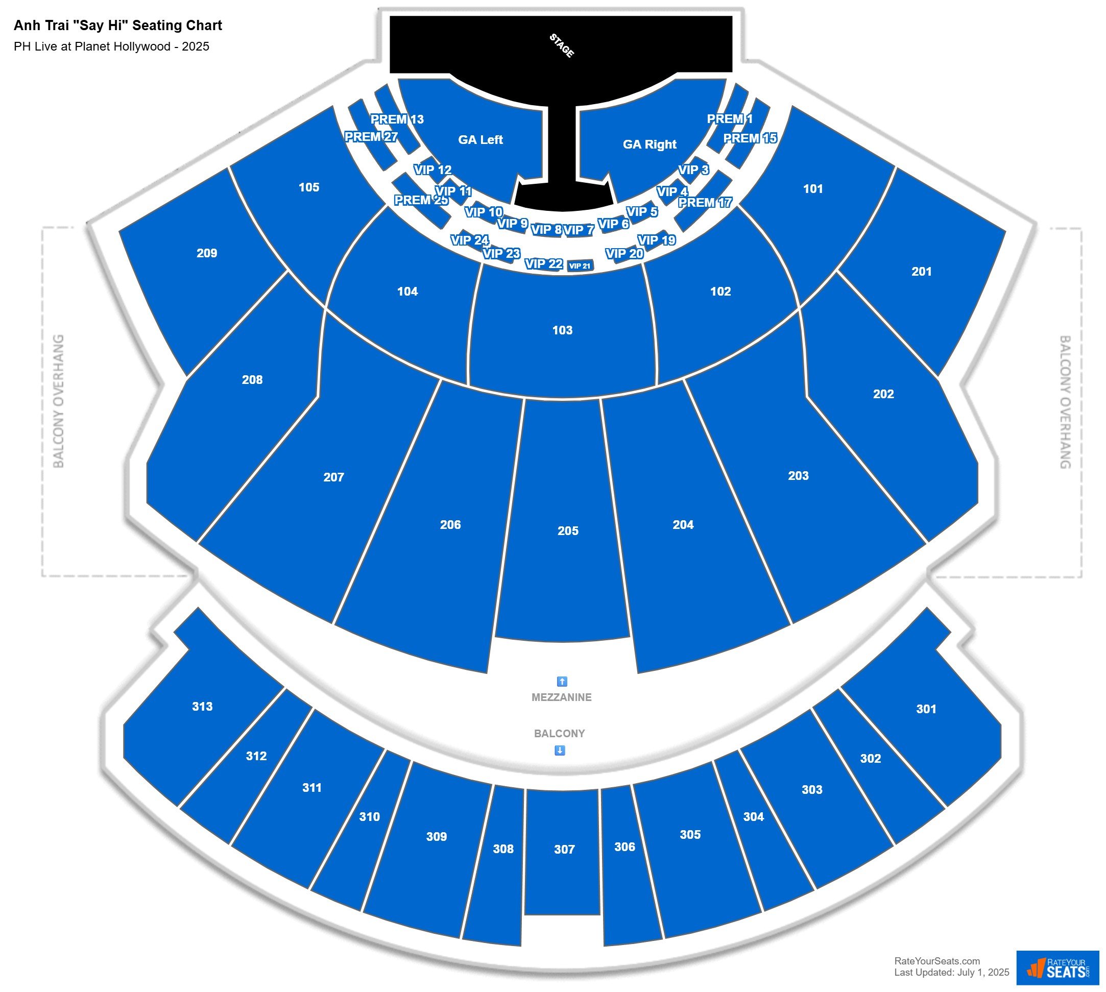 Anh Trai "Say Hi" seating chart PH Live at Planet Hollywood