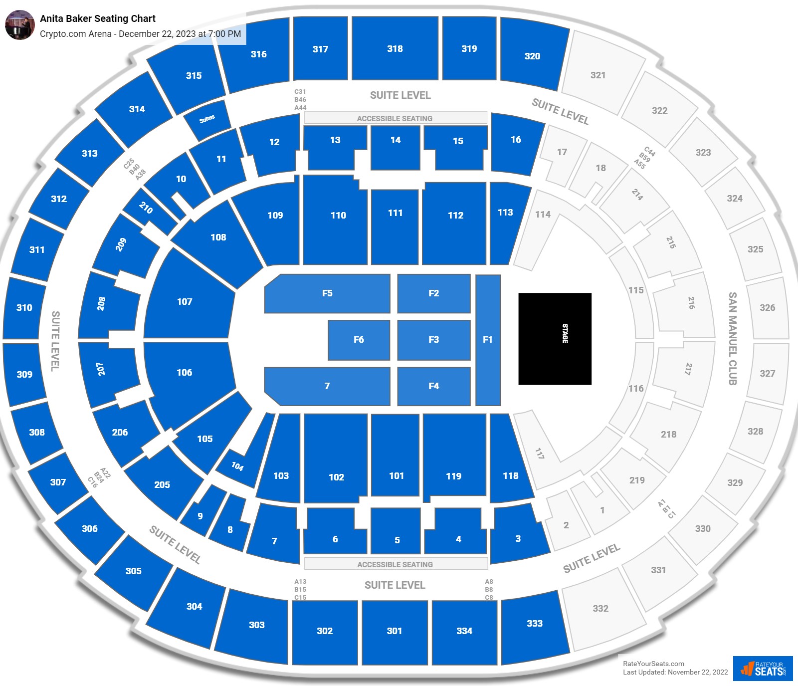 Anita Baker seating chart Crypto.com Arena