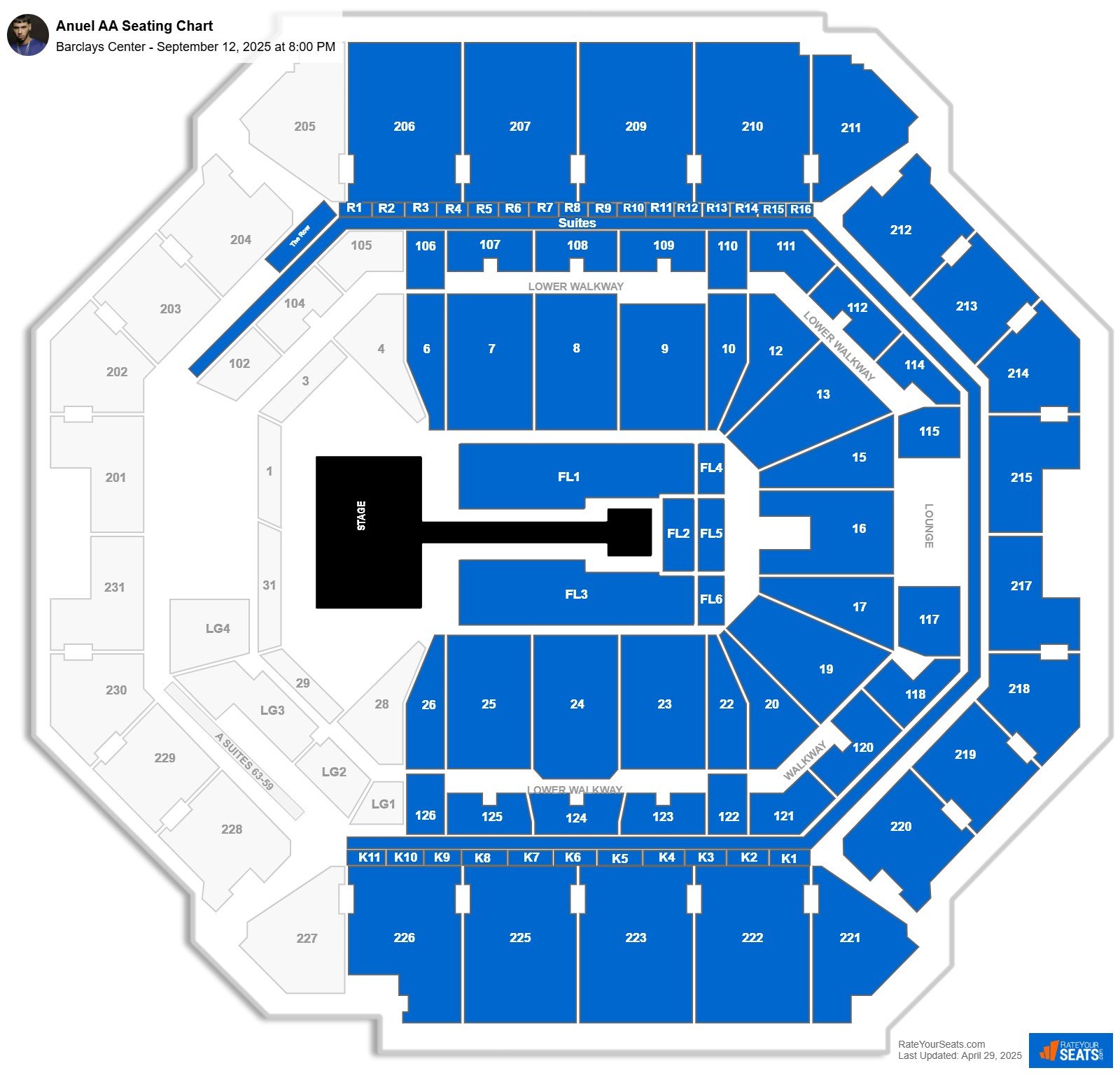 Anuel AA seating chart Barclays Center