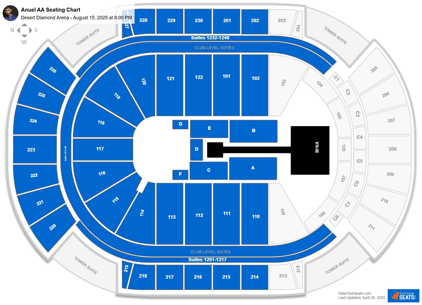 Anuel AA seating chart Desert Diamond Arena