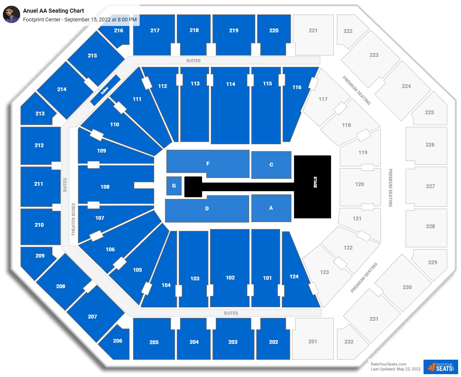 Anuel AA seating chart Footprint Center