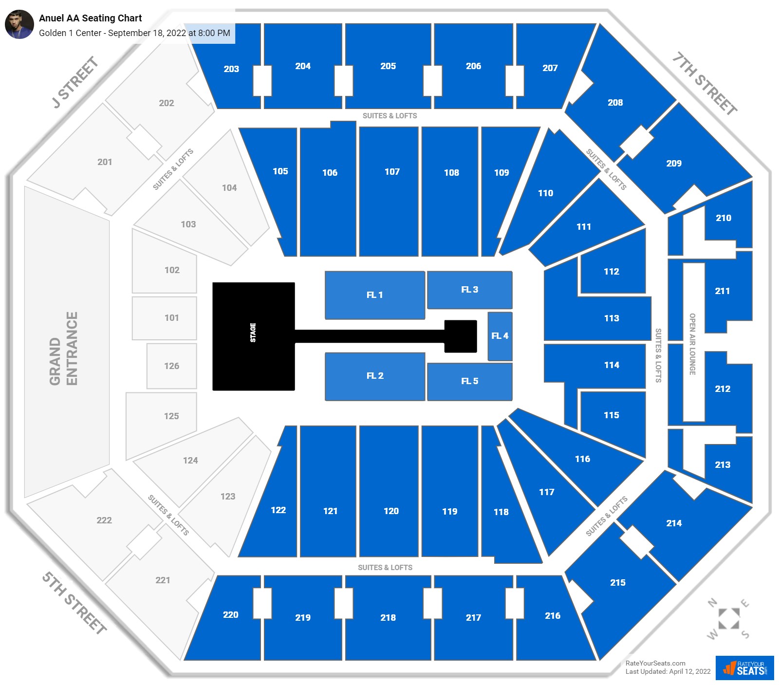 Anuel AA seating chart Golden 1 Center