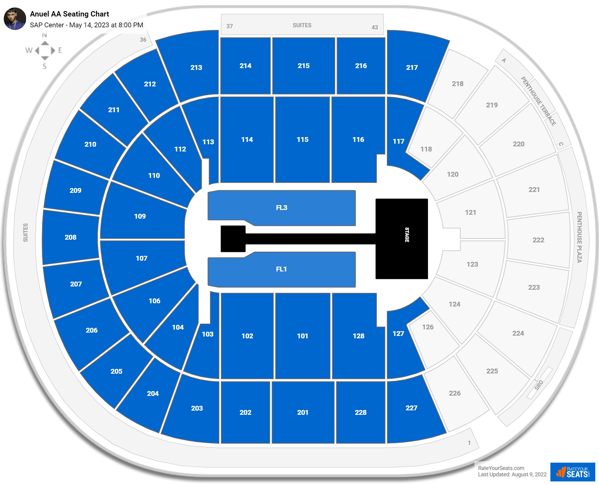 Anuel AA seating chart SAP Center