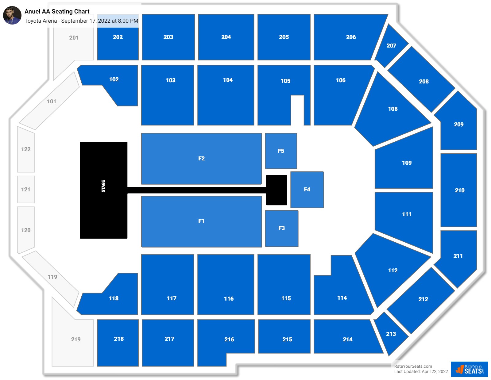 Anuel AA seating chart Toyota Arena