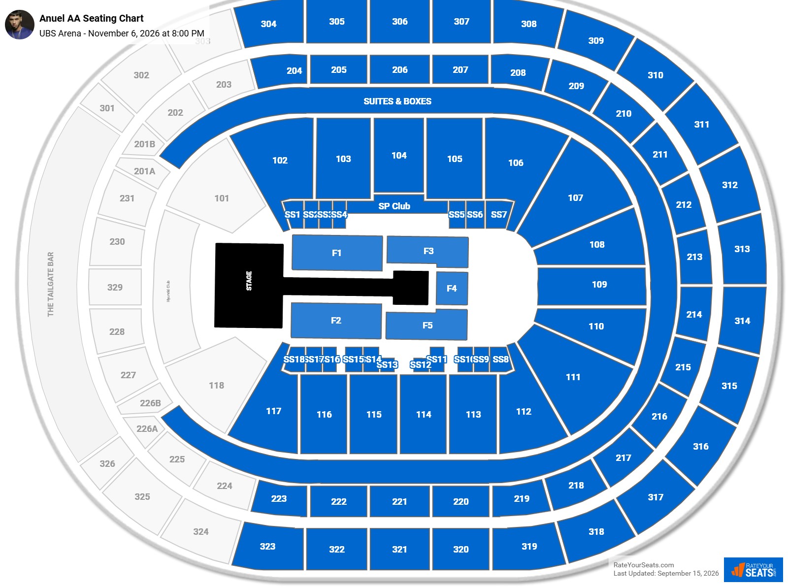Anuel AA Seating Chart at UBS Arena