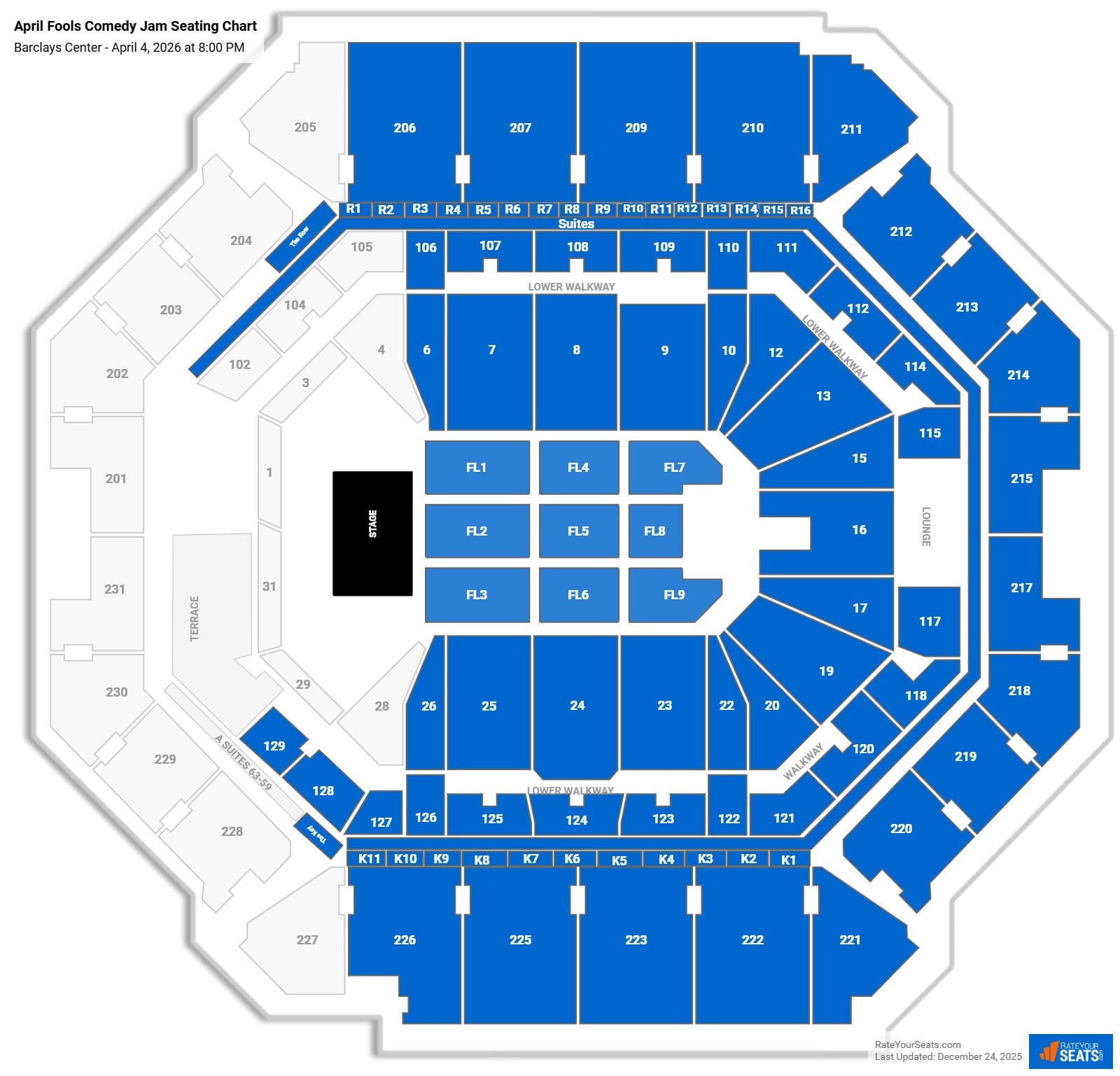 April Fools Comedy Jam seating chart Barclays Center