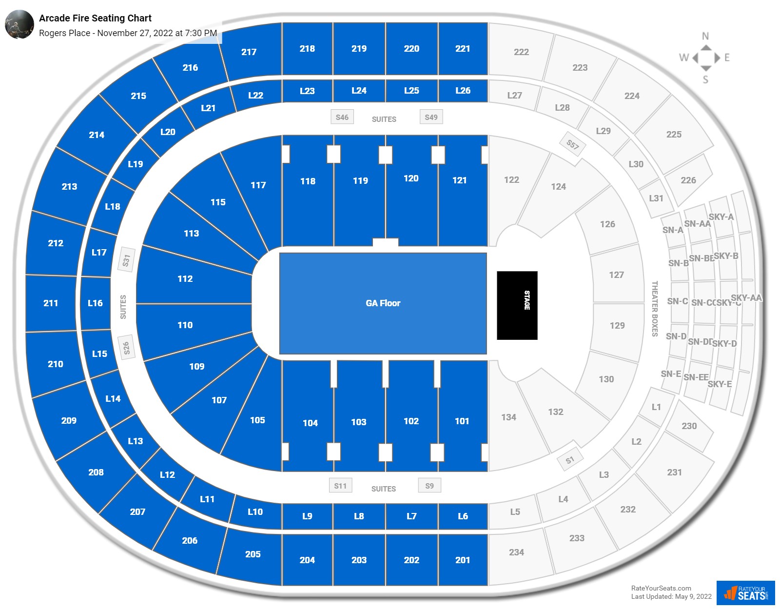 Arcade Fire seating chart Rogers Place
